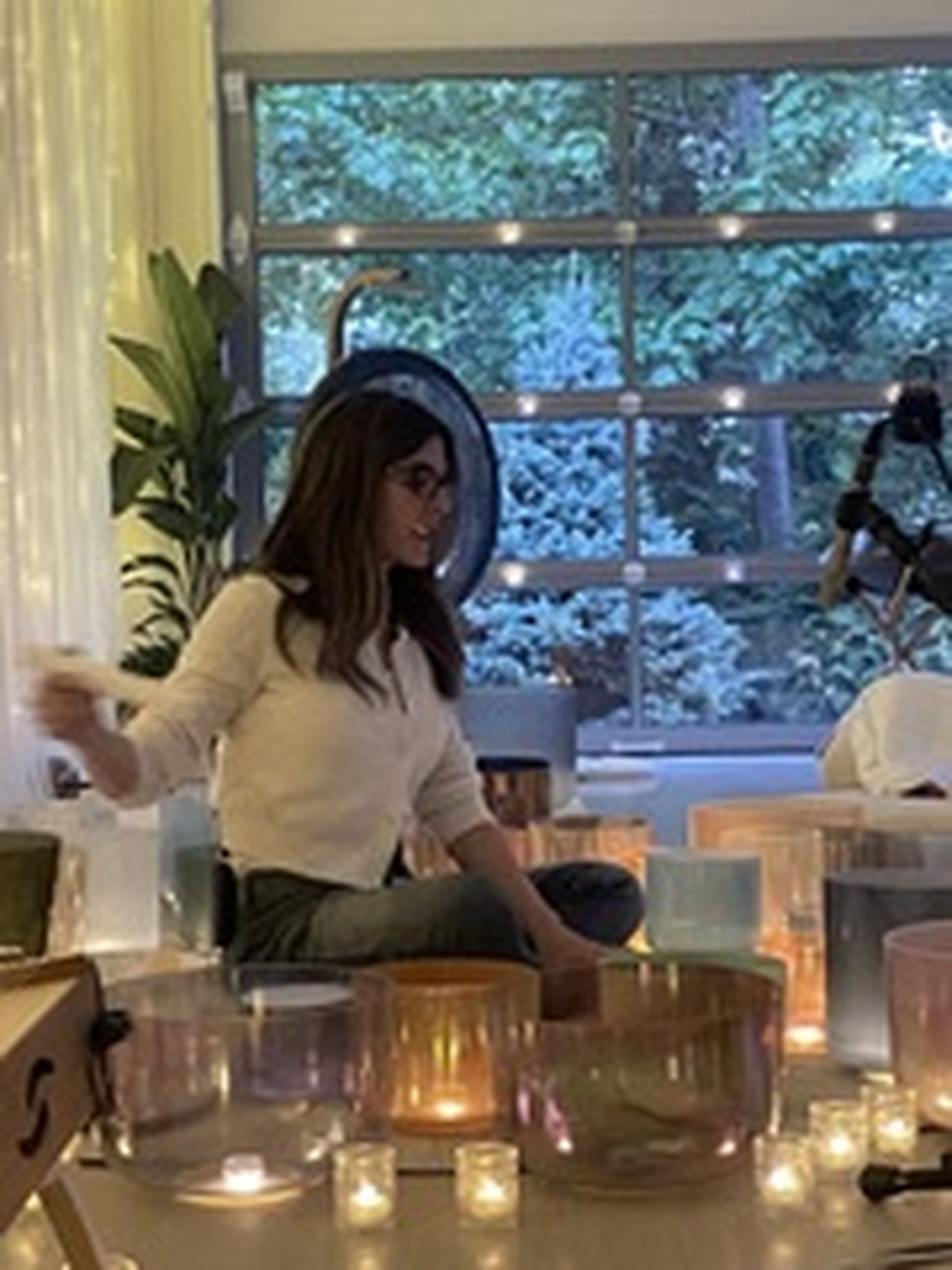Crystal alchemy bowls by candlelight